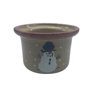 Vtg Snowman Stoneware American Pottery Small Bowl Dip Salsa 3.5"x5" Holiday